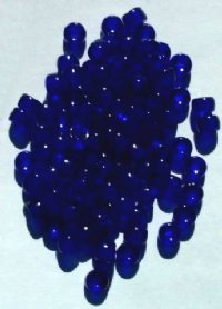 100, 4x6mm Transparent Cobalt Glass Crow Beads